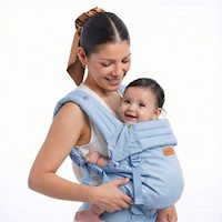 Mochila ergonómica premium maternelle Azul Apego, fresco y resistente, soporte cervical, canguro, portabebé